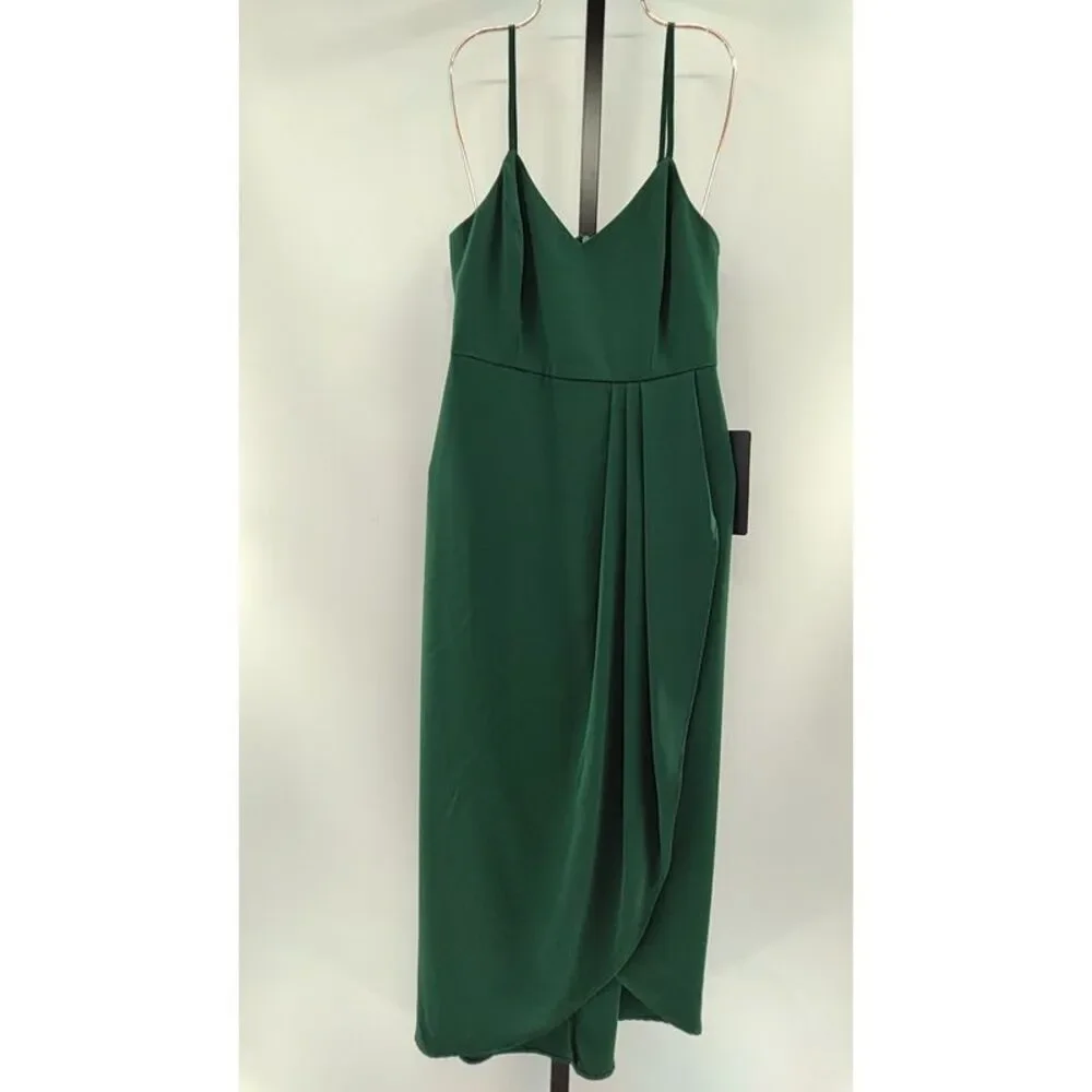 Lulu's Forest Green Spaghetti Strap Midi Dress - Picture 2 of 3
